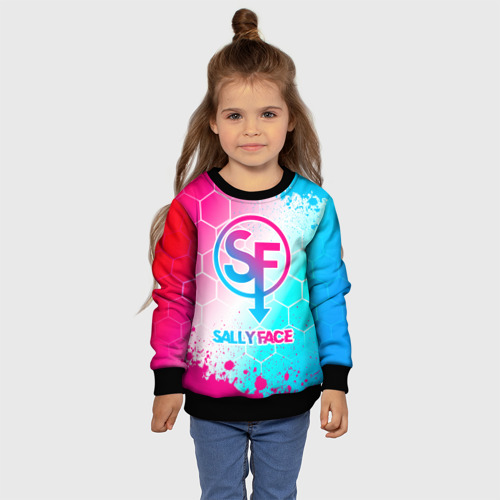 Детский свитшот 3D Sally Face neon gradient style, цвет 3D печать - фото 7