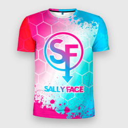 Мужская футболка 3D Slim Sally Face neon gradient style