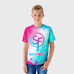 Детская футболка 3D Sally Face neon gradient style - фото 2