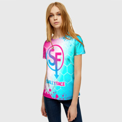 Женская футболка 3D Sally Face neon gradient style - фото 2