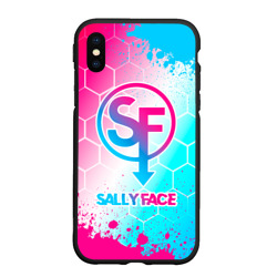 Чехол для iPhone XS Max матовый Sally Face neon gradient style