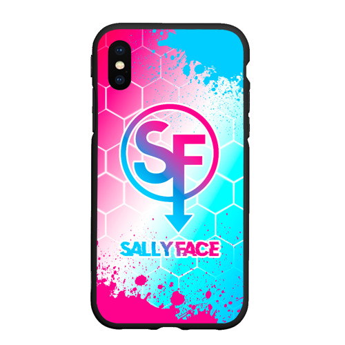 Чехол для iPhone XS Max матовый Sally Face neon gradient style