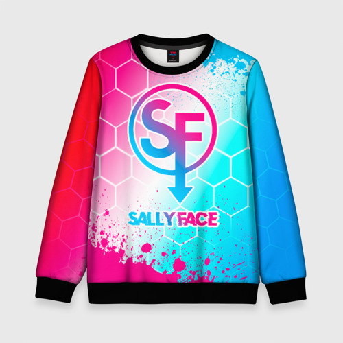 Детский свитшот 3D Sally Face neon gradient style, цвет 3D печать