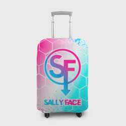 Чехол для чемодана 3D Sally Face neon gradient style