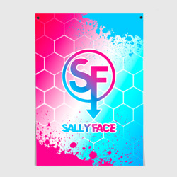 Постер Sally Face neon gradient style