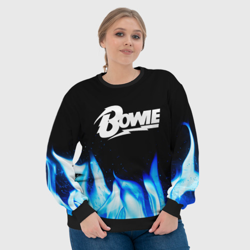 Женский свитшот 3D David Bowie blue fire, цвет 3D печать - фото 6