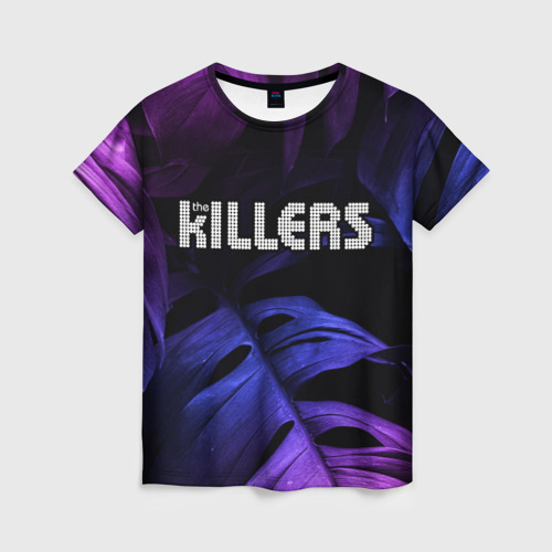 Женская футболка 3D с принтом The Killers neon monstera, вид спереди #2