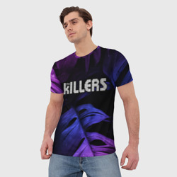 Мужская футболка 3D The Killers neon monstera - фото 2