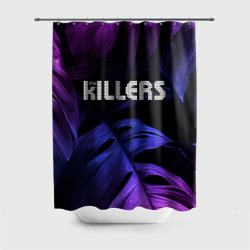 Штора 3D для ванной The Killers neon monstera