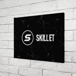 Холст прямоугольный Skillet glitch на темном фоне: надпись и символ - фото 2