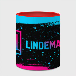 Кружка с принтом Lindemann - neon gradient: надпись и символ для любого человека, вид спереди №4. Цвет основы: белый + красный