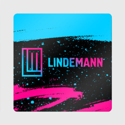 Магнит виниловый Квадрат Lindemann - neon gradient: надпись и символ