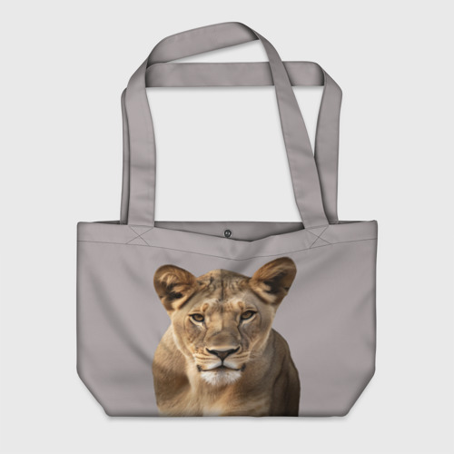 Пляжная сумка 3D Львица дикая кошка