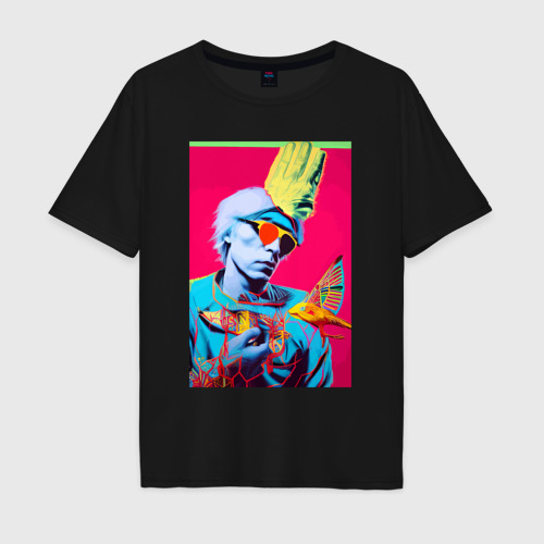 Мужская футболка хлопок Oversize Andy Warhol - self-portrait, цвет черный
