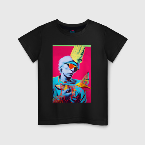 Детская футболка хлопок Andy Warhol - self-portrait, цвет черный