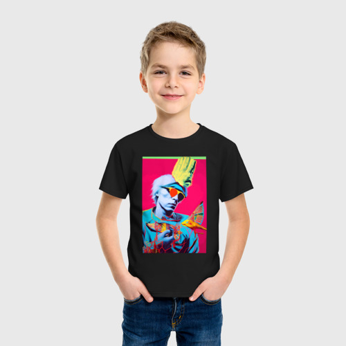 Детская футболка хлопок Andy Warhol - self-portrait, цвет черный - фото 3