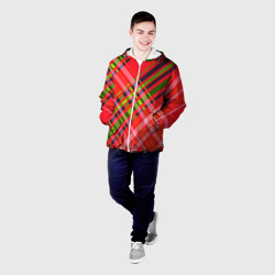 Мужская куртка 3D Геометрический узор красно-зеленый ассиметричный - фото 2