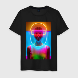 Мужская футболка хлопок Japan girl - glow - neural network