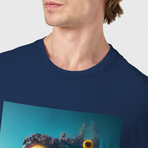Мужская футболка хлопок Глаз - сюрреализм - нейросеть, цвет темно-синий - фото 6