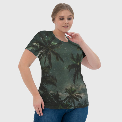 Женская футболка 3D Пальмы под звёздным небом, цвет 3D печать - фото 6