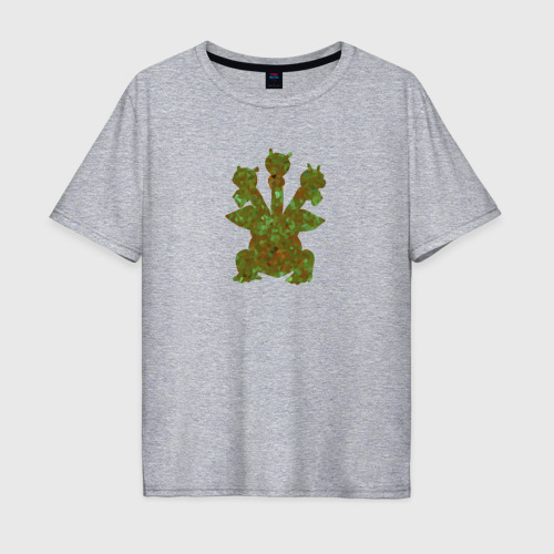 Мужская футболка хлопок Oversize с принтом Змей Горыныч трехголовый, вид спереди #2
