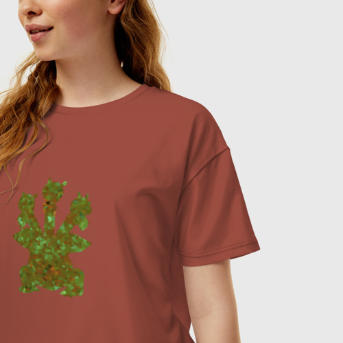 Женская футболка хлопок Oversize Змей Горыныч трехголовый, цвет кирпичный - фото 3