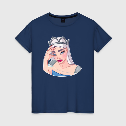 Женская футболка хлопок Снежная королева фэйспалмит, цвет темно-синий