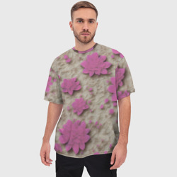 Мужская футболка oversize 3D Розовые цветы объемные - фото 2