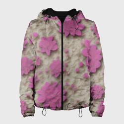 Женская куртка 3D Розовые цветы объемные