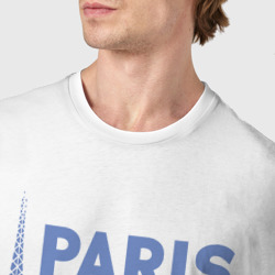 Футболка с принтом Париж в сердце для мужчины, вид на модели спереди №4. Цвет основы: белый
