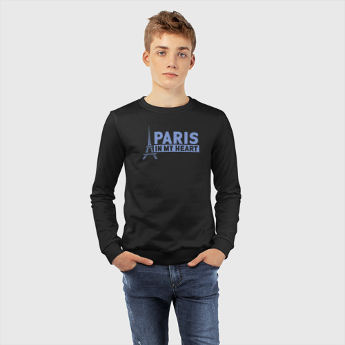 Детский свитшот хлопок Париж в сердце, цвет черный - фото 7