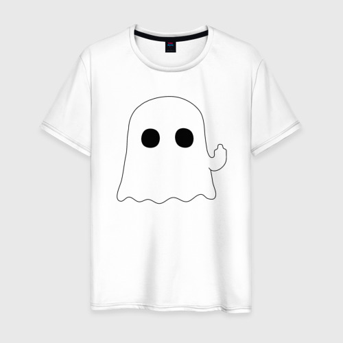 Мужская футболка из хлопка с принтом Hello ghost, вид спереди №1
