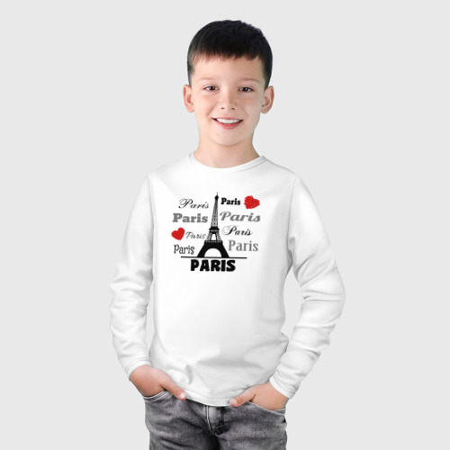 Детский лонгслив хлопок с принтом Paris love, фото на моделе #1