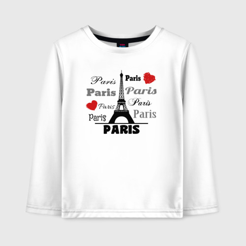 Детский лонгслив хлопок с принтом Paris love, вид спереди #2