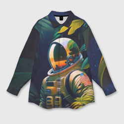 Женская рубашка oversize 3D Космонавт в зарослях - ai art