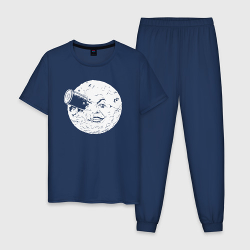 Мужская пижама хлопок с принтом Путешествие на Луну, вид спереди #2
