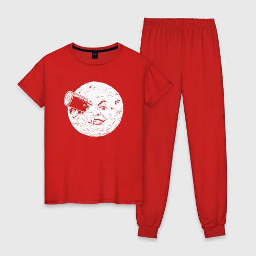 Женская пижама хлопок с принтом Путешествие на Луну, вид спереди #2
