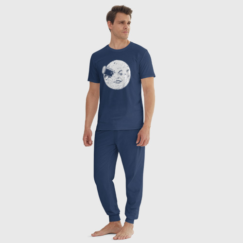Мужская пижама хлопок с принтом Путешествие на Луну, вид сбоку #3