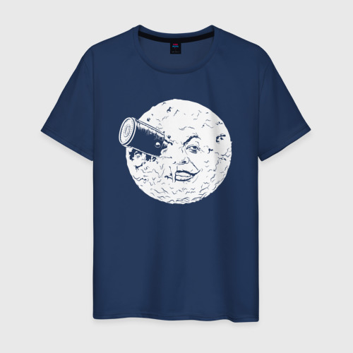 Мужская футболка из хлопка с принтом Путешествие на Луну, вид спереди №1