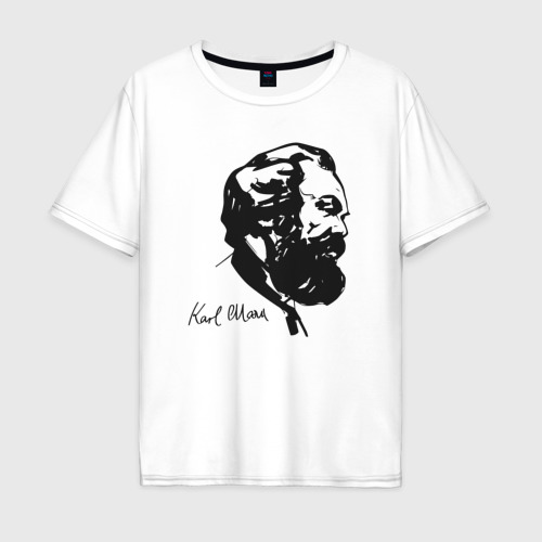 Мужская футболка хлопок Oversize с принтом Karl Marx, вид спереди #2