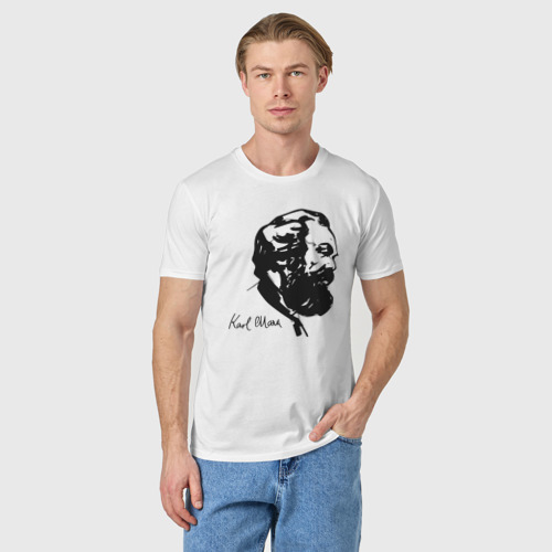 Мужская футболка хлопок с принтом Karl Marx, фото на моделе #1
