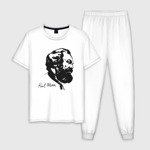Мужская пижама с белой футболкой хлопок Karl Marx
