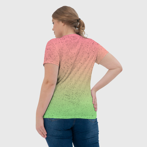 Женская футболка 3D с принтом Бультерьер с мячиком, вид сзади #2
