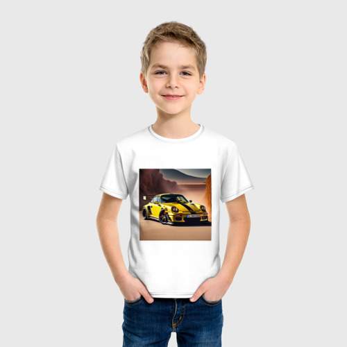 Детская футболка хлопок Porsche 911, цвет белый - фото 3