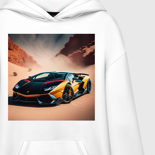 Худи SuperOversize хлопок Lamborghini Aventador, цвет белый - фото 3