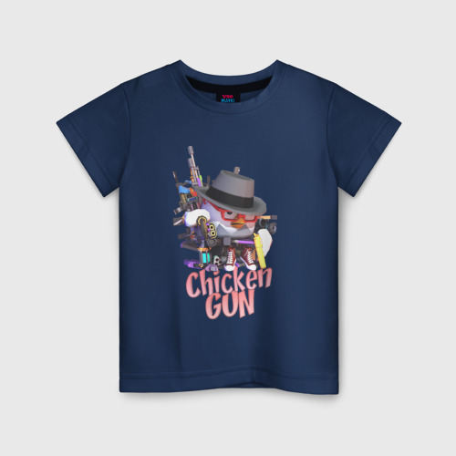 Детская футболка хлопок Chicken Gun Game, цвет темно-синий