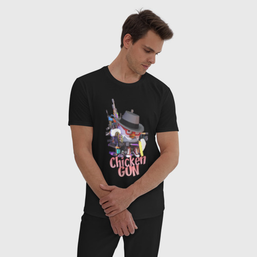 Мужская пижама хлопок Chicken Gun Game, цвет черный - фото 3