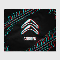 Плед 3D Значок Citroen в стиле glitch на темном фоне