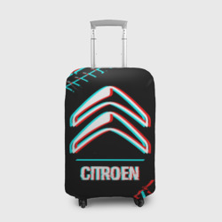 Чехол для чемодана 3D Значок Citroen в стиле glitch на темном фоне