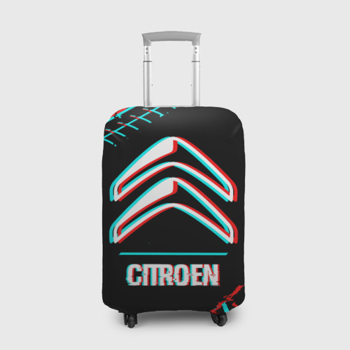 Чехол для чемодана 3D Значок Citroen в стиле glitch на темном фоне, цвет 3D печать